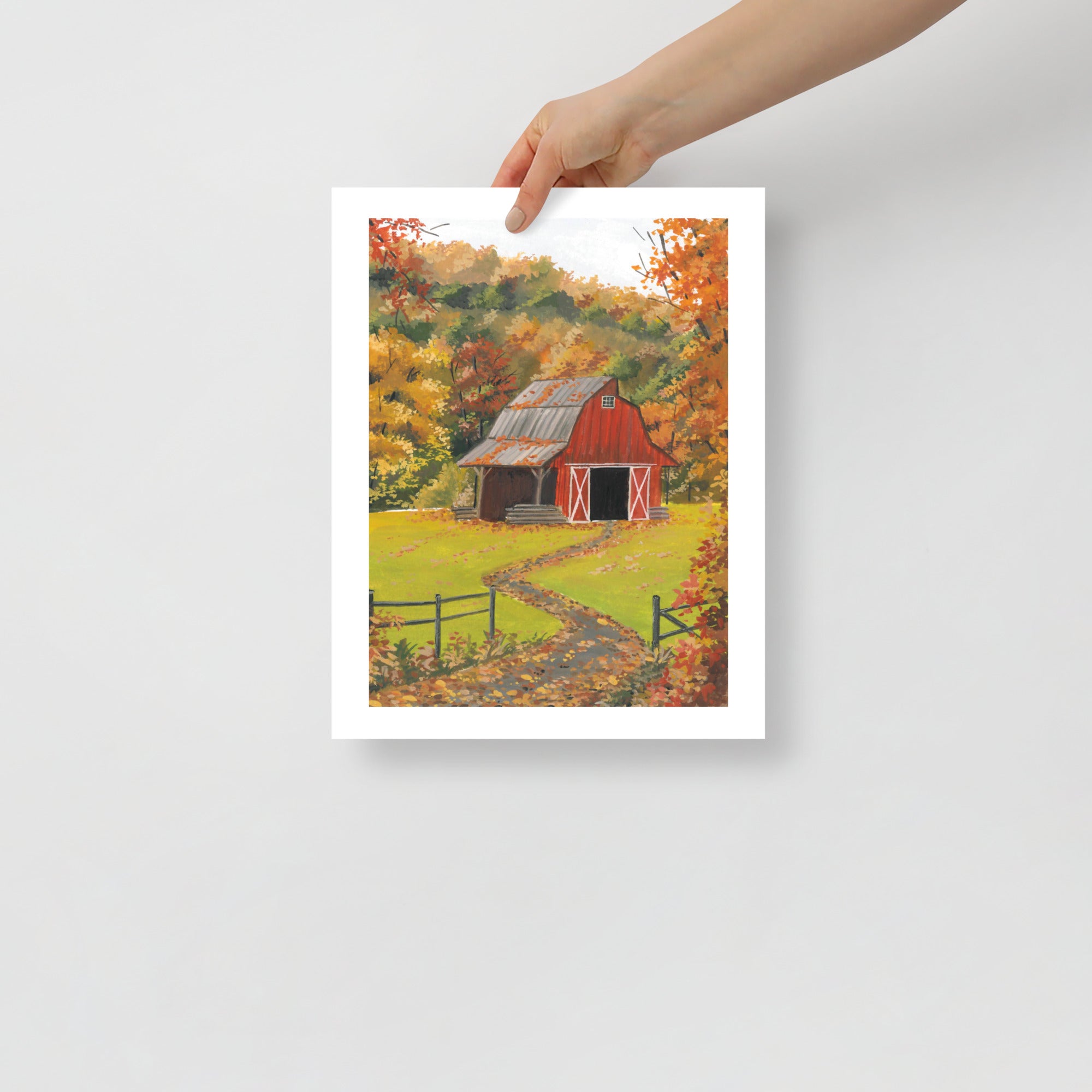 Autumn Cottage Art Print • Cozy Fall Landscape Wall Art • Rustic Countryside Decor • Cottagecore Autumn Home Print • Fall Gift