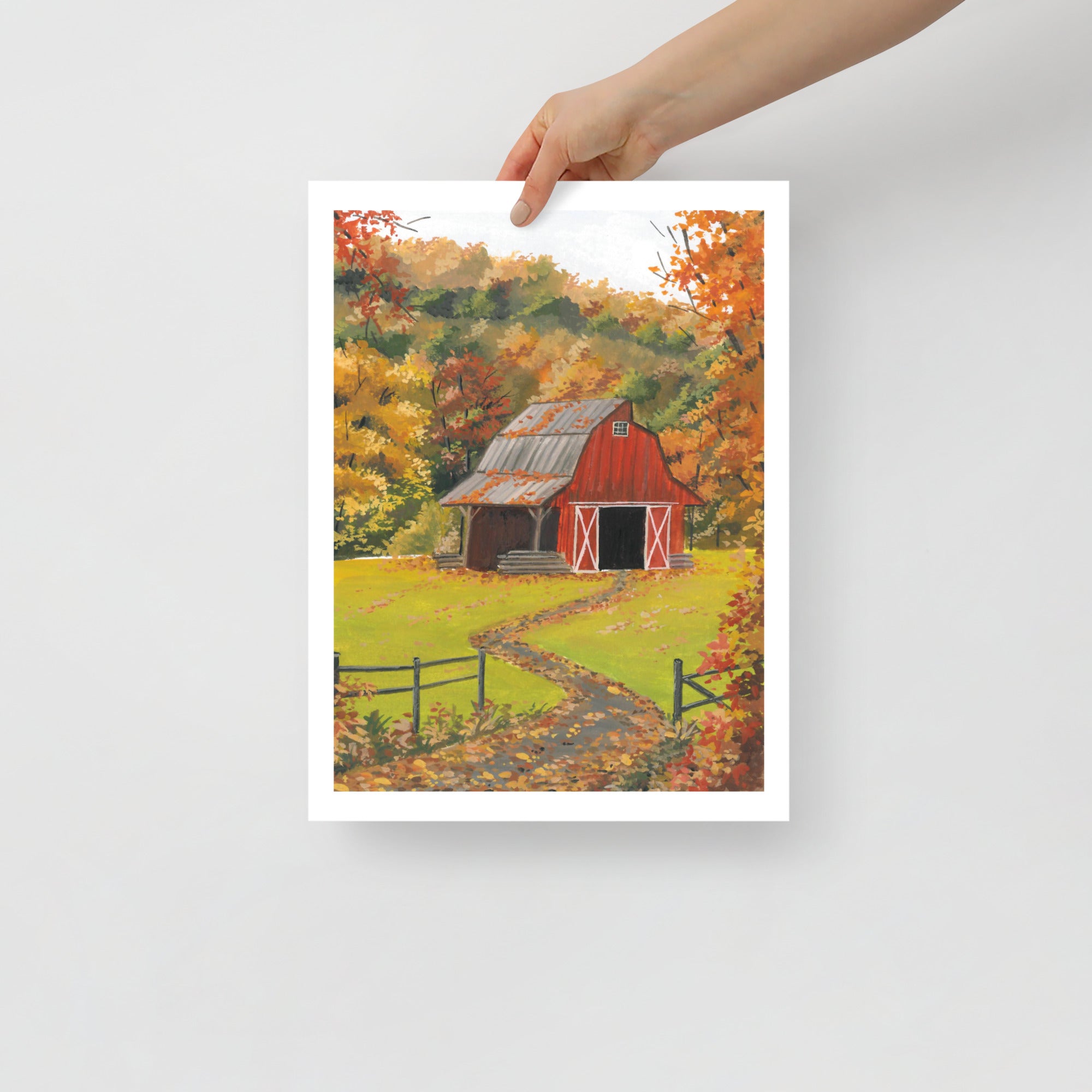 Autumn Cottage Art Print • Cozy Fall Landscape Wall Art • Rustic Countryside Decor • Cottagecore Autumn Home Print • Fall Gift