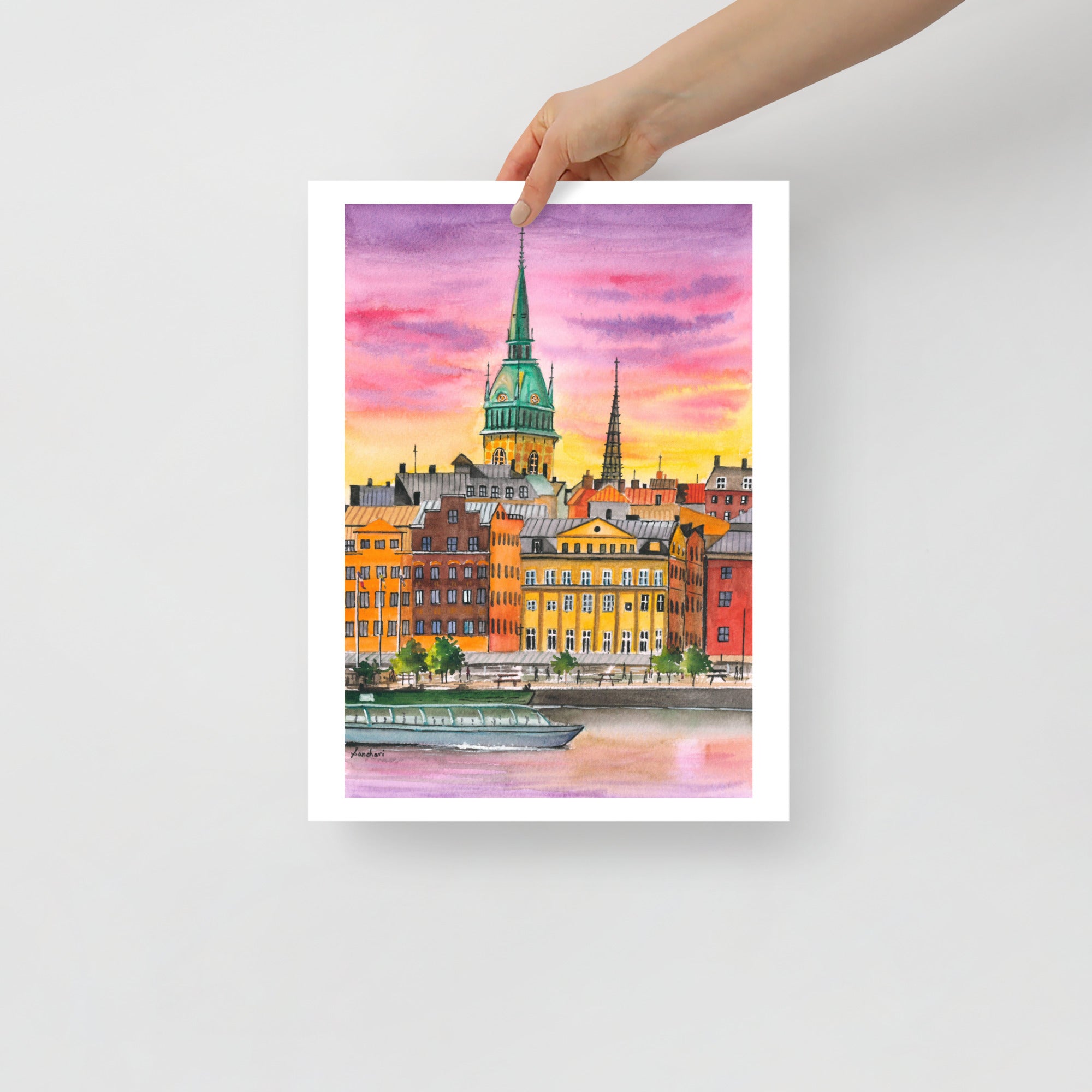 Stockholm Sweden Cityscape Wall Art Print – Scandinavian Nordic Architecture Decor • Modern Travel Poster • Acrylic-Style Urban Art • Europe Gift
