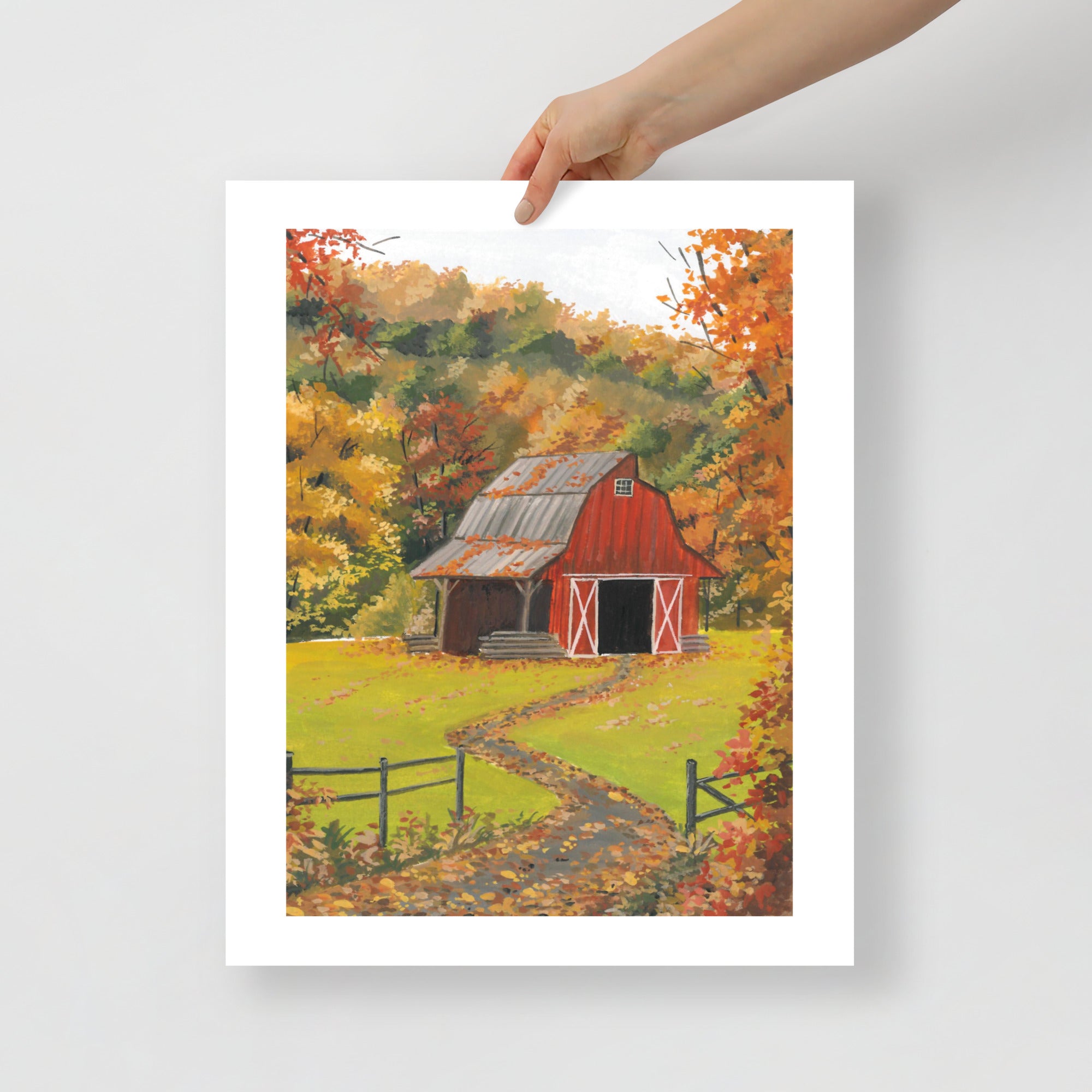 Autumn Cottage Art Print • Cozy Fall Landscape Wall Art • Rustic Countryside Decor • Cottagecore Autumn Home Print • Fall Gift