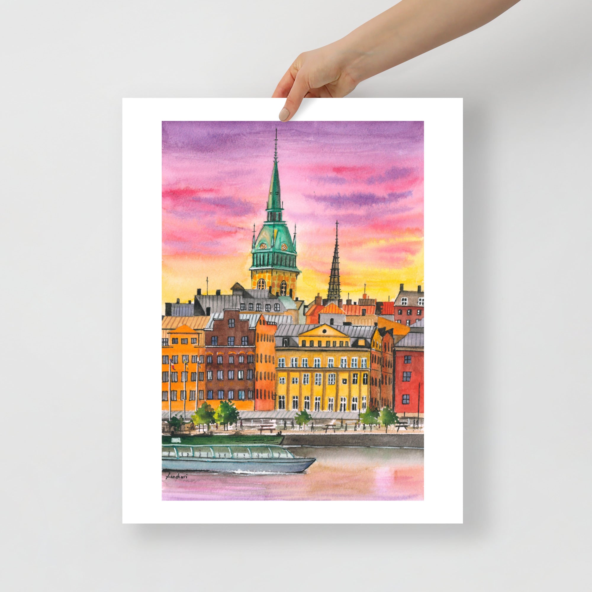 Stockholm Sweden Cityscape Wall Art Print – Scandinavian Nordic Architecture Decor • Modern Travel Poster • Acrylic-Style Urban Art • Europe Gift