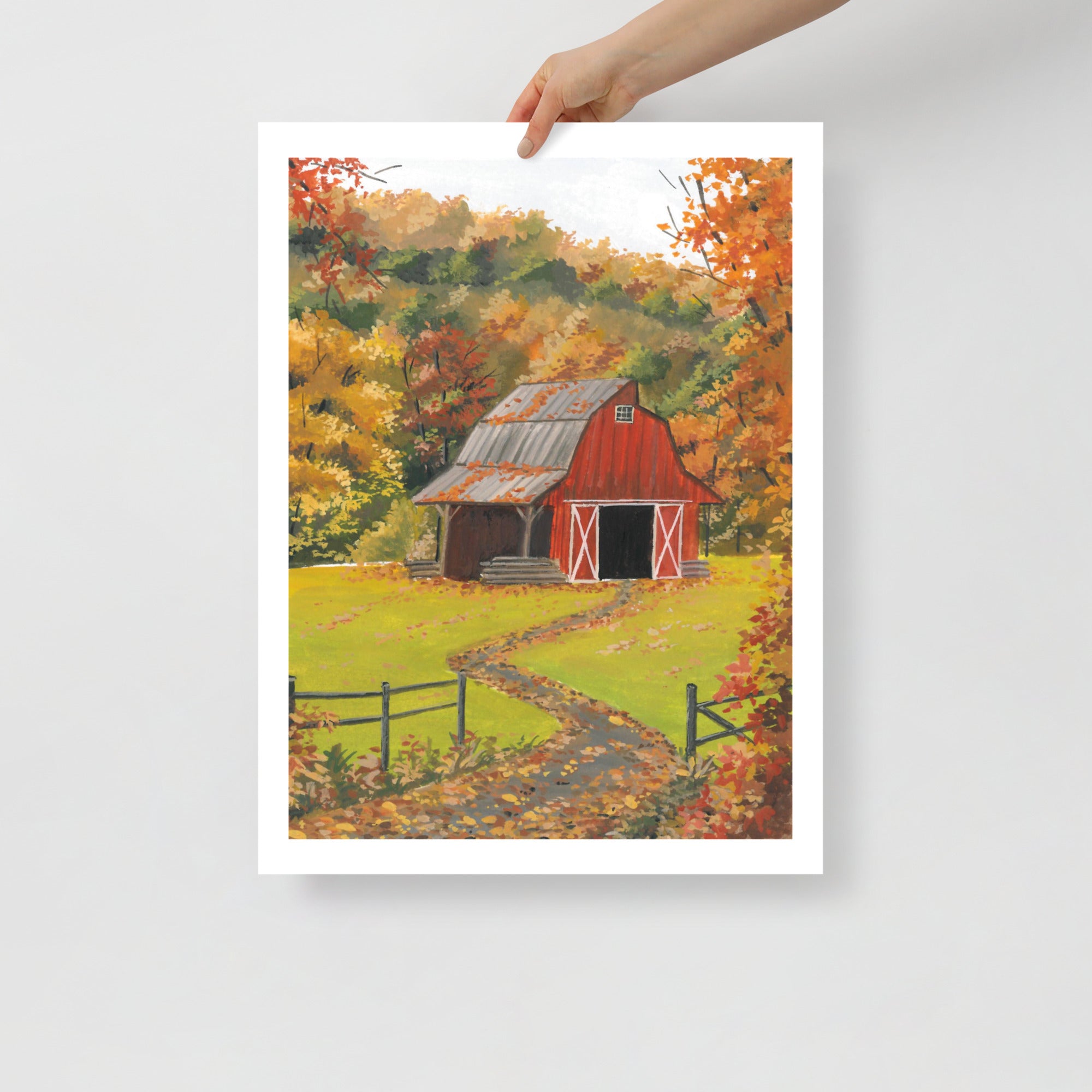 Autumn Cottage Art Print • Cozy Fall Landscape Wall Art • Rustic Countryside Decor • Cottagecore Autumn Home Print • Fall Gift