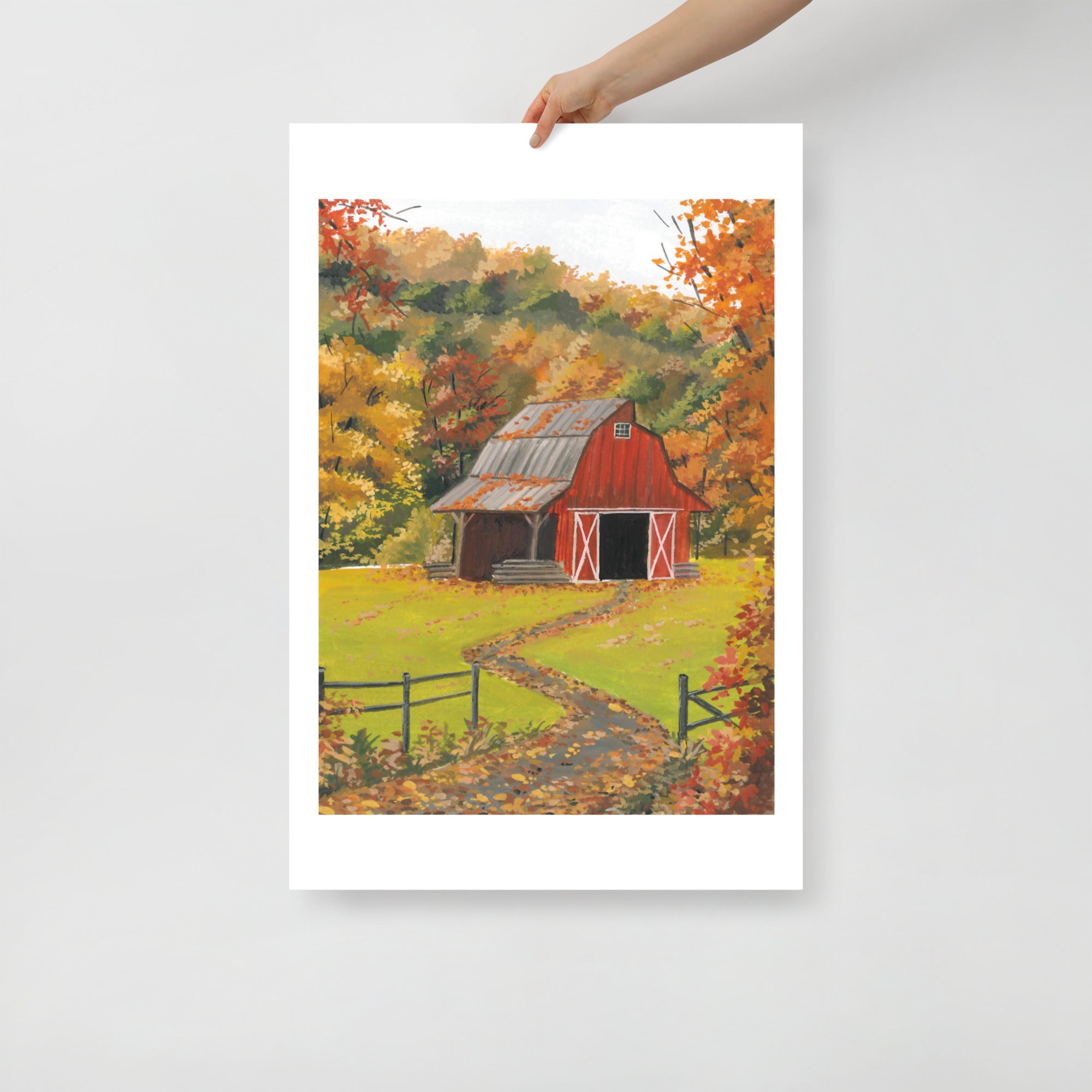 Autumn Cottage Art Print • Cozy Fall Landscape Wall Art • Rustic Countryside Decor • Cottagecore Autumn Home Print • Fall Gift