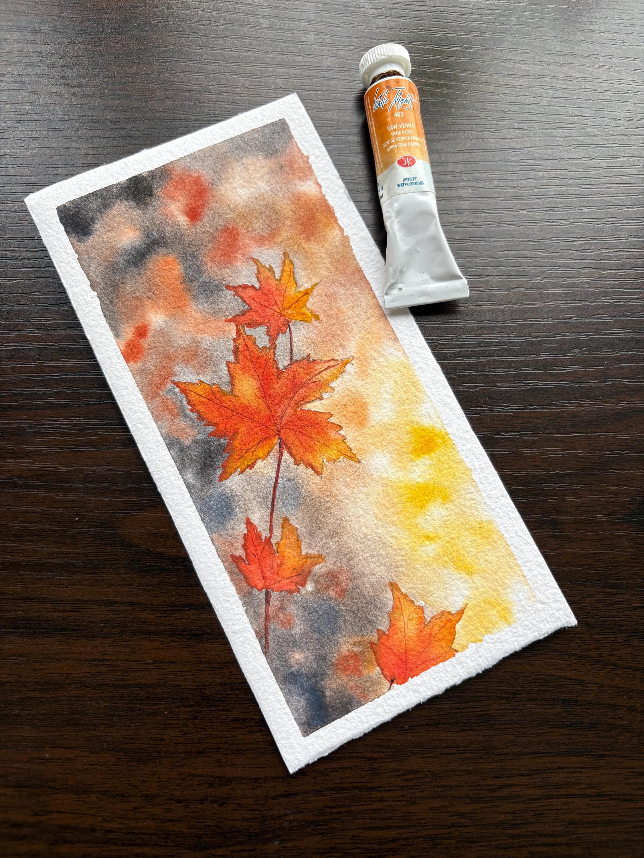 Handmade Autumn Leaves Watercolor Bookmark | Original Fall Art | Holiday Gift
