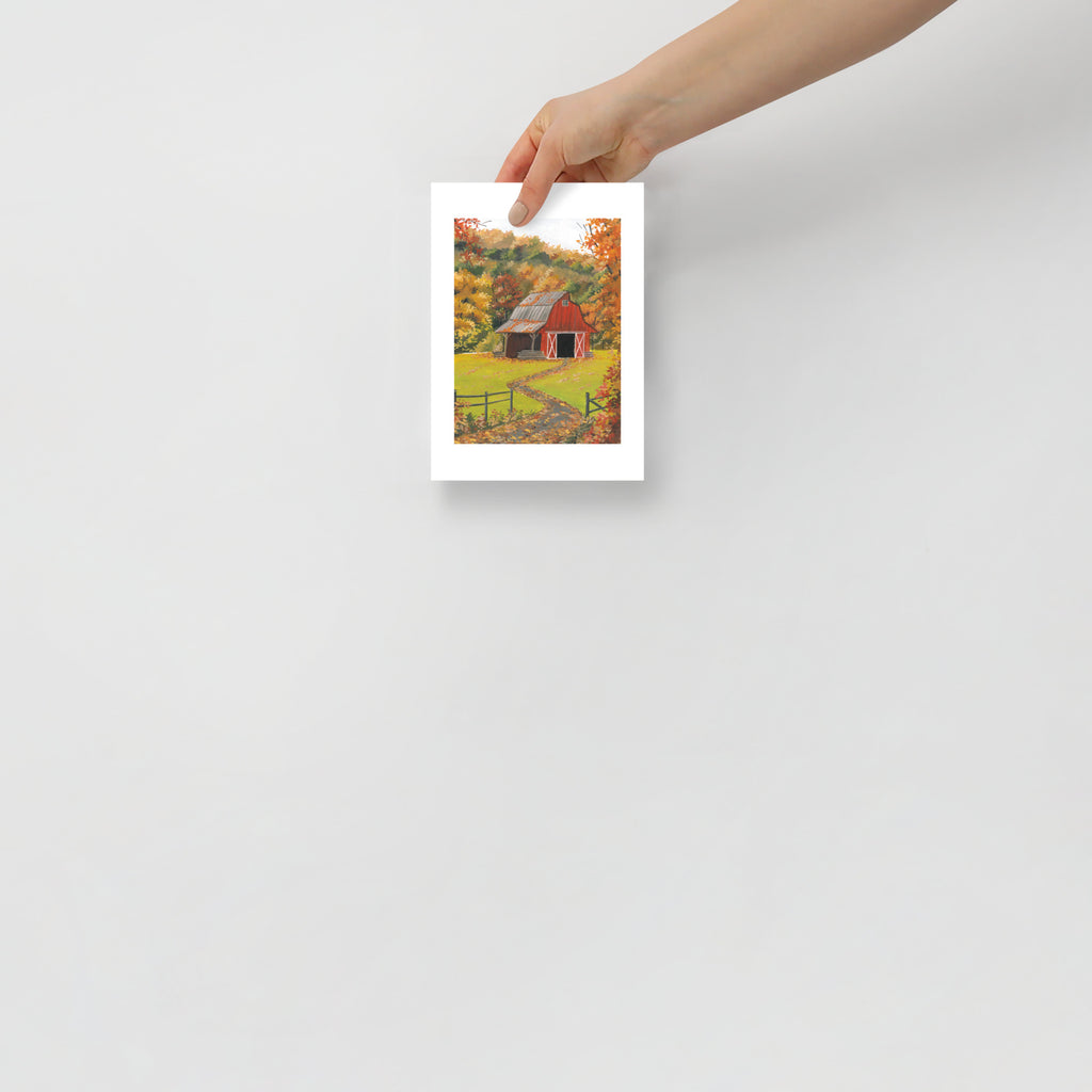 Autumn Cottage Art Print • Cozy Fall Landscape Wall Art • Rustic Countryside Decor • Cottagecore Autumn Home Print • Fall Gift