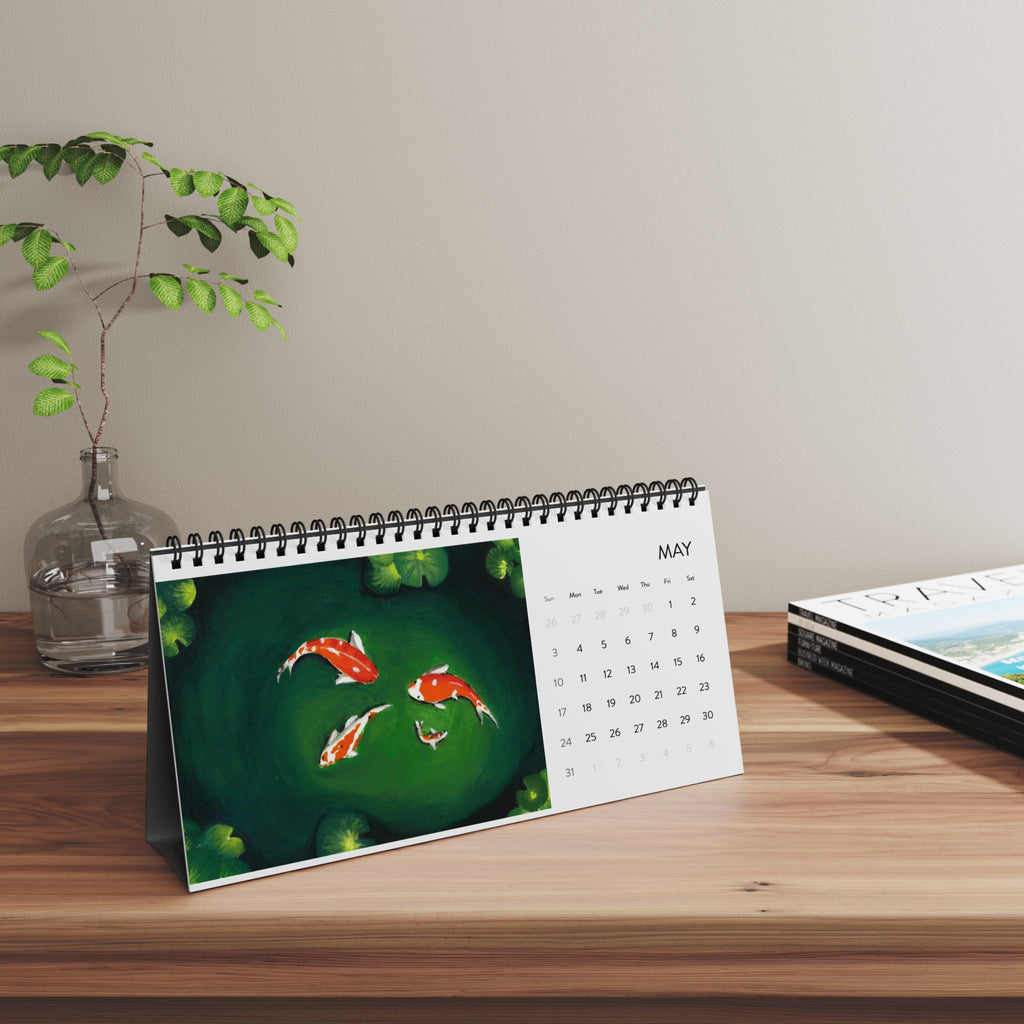 Nature Landscape Paintings Desktop Calendar 2026, Desk Calendar, Monthly Grid