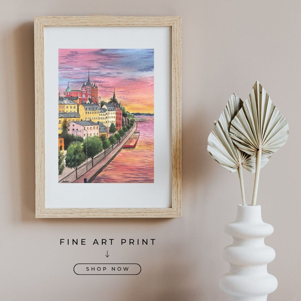 Stockholm Wall Art Print • Scandinavian Cityscape Decor • Nordic Architecture Poster • Sweden Travel Art • Modern European Home Decor