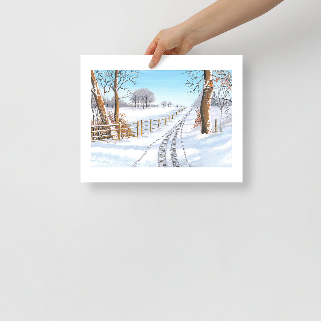 Snowy Winter Landscape Wall Art Print • Minimalist Winter Scene • Scandinavian Cozy Home Décor • Holiday Gift