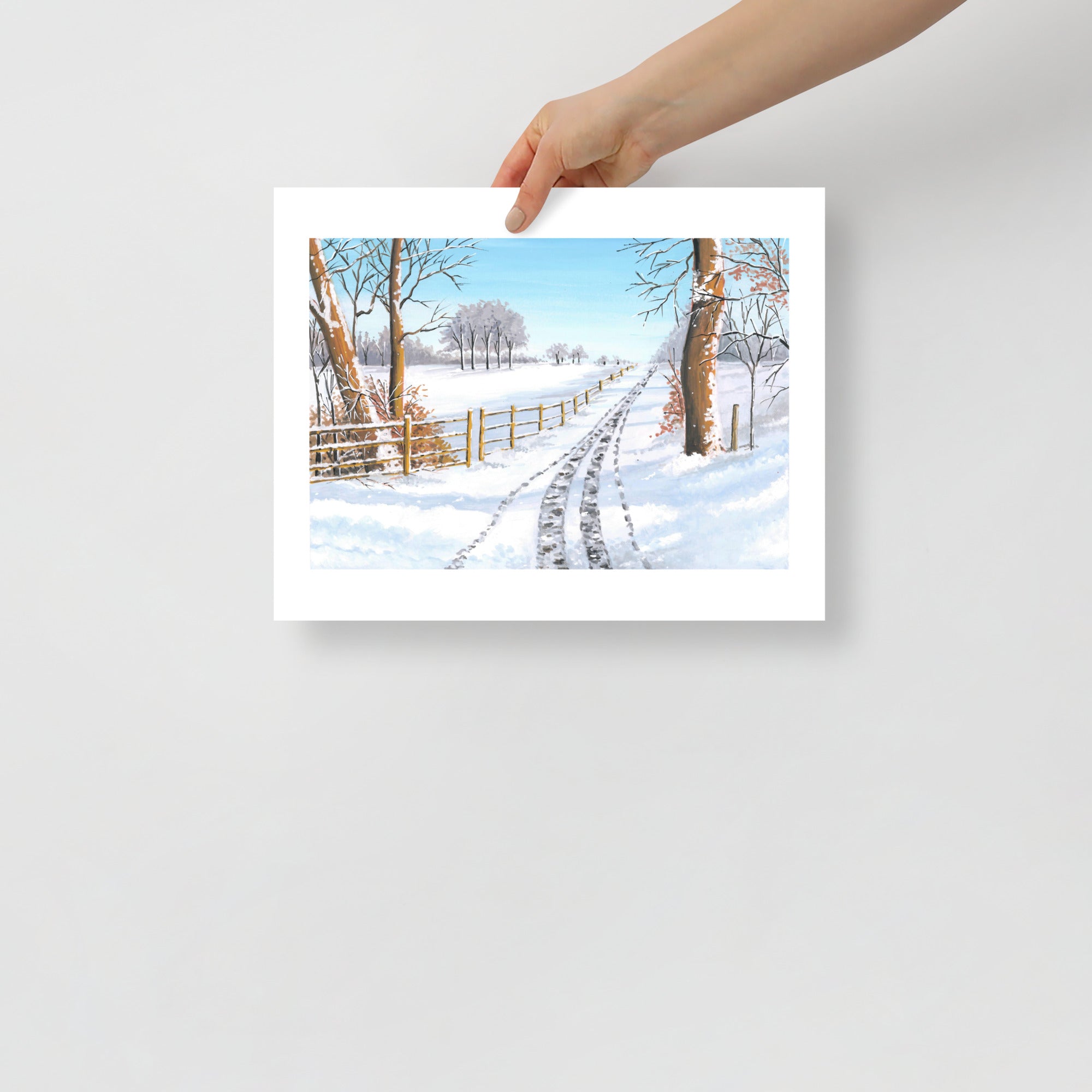 Snowy Winter Landscape Wall Art Print • Minimalist Winter Scene • Scandinavian Cozy Home Décor • Holiday Gift