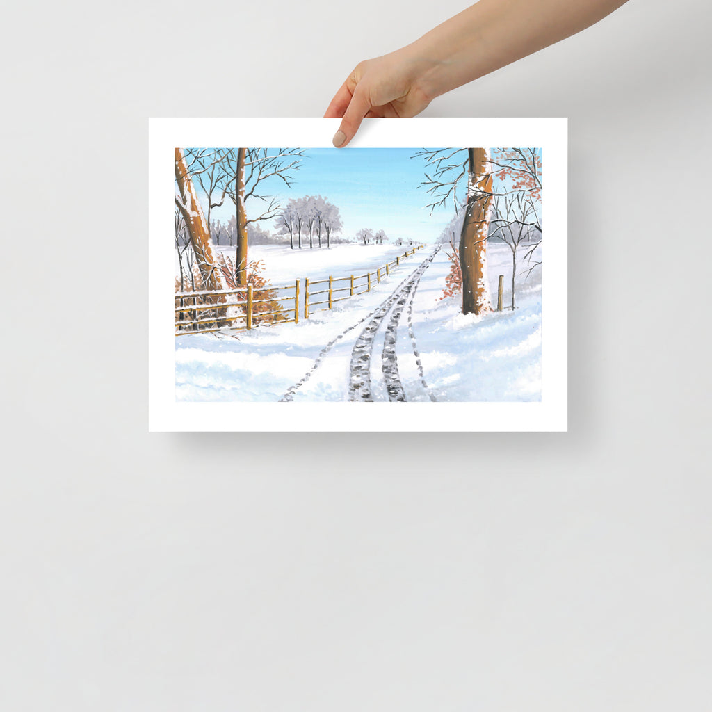 Snowy Winter Landscape Wall Art Print • Minimalist Winter Scene • Scandinavian Cozy Home Décor • Holiday Gift