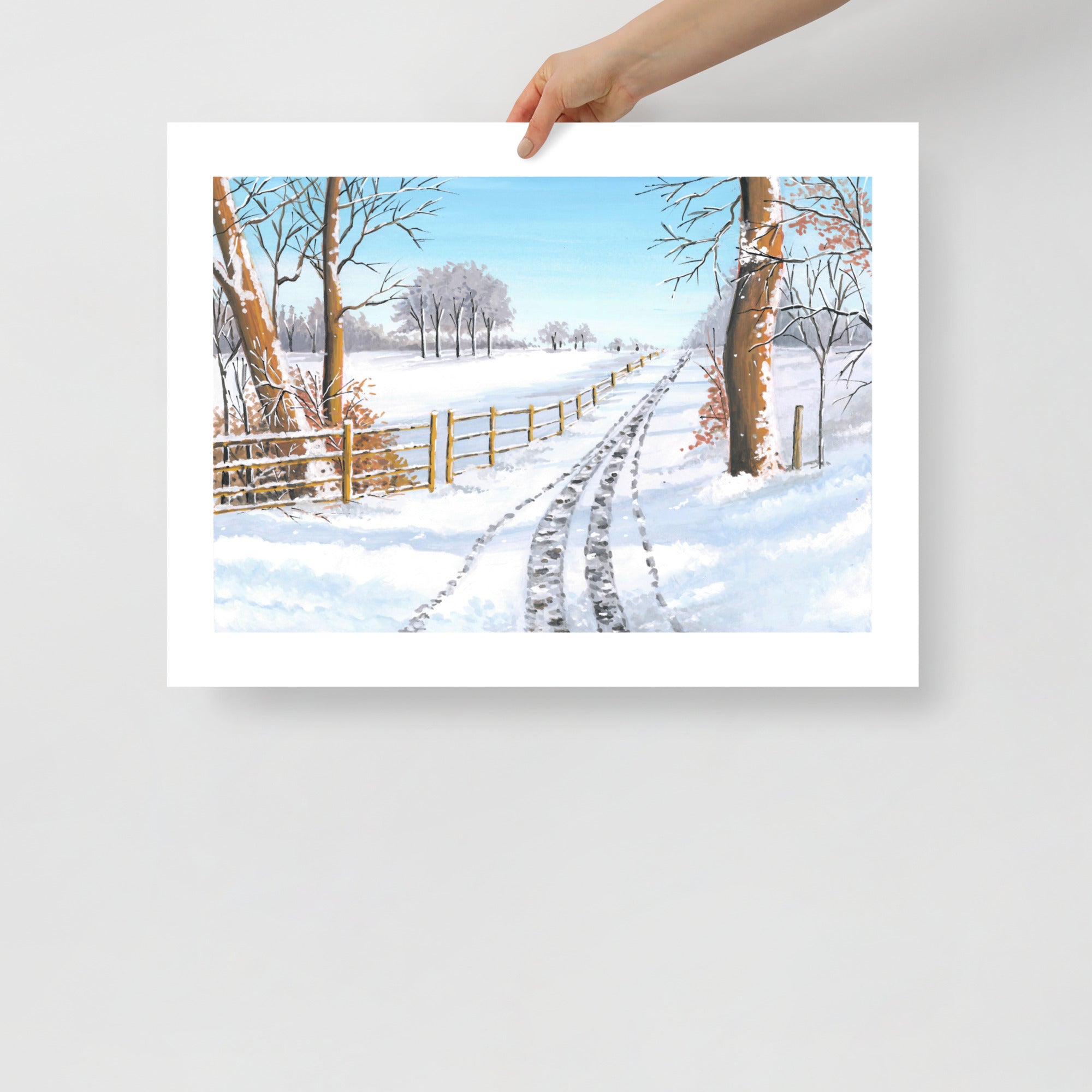 Snowy Winter Landscape Wall Art Print • Minimalist Winter Scene • Scandinavian Cozy Home Décor • Holiday Gift