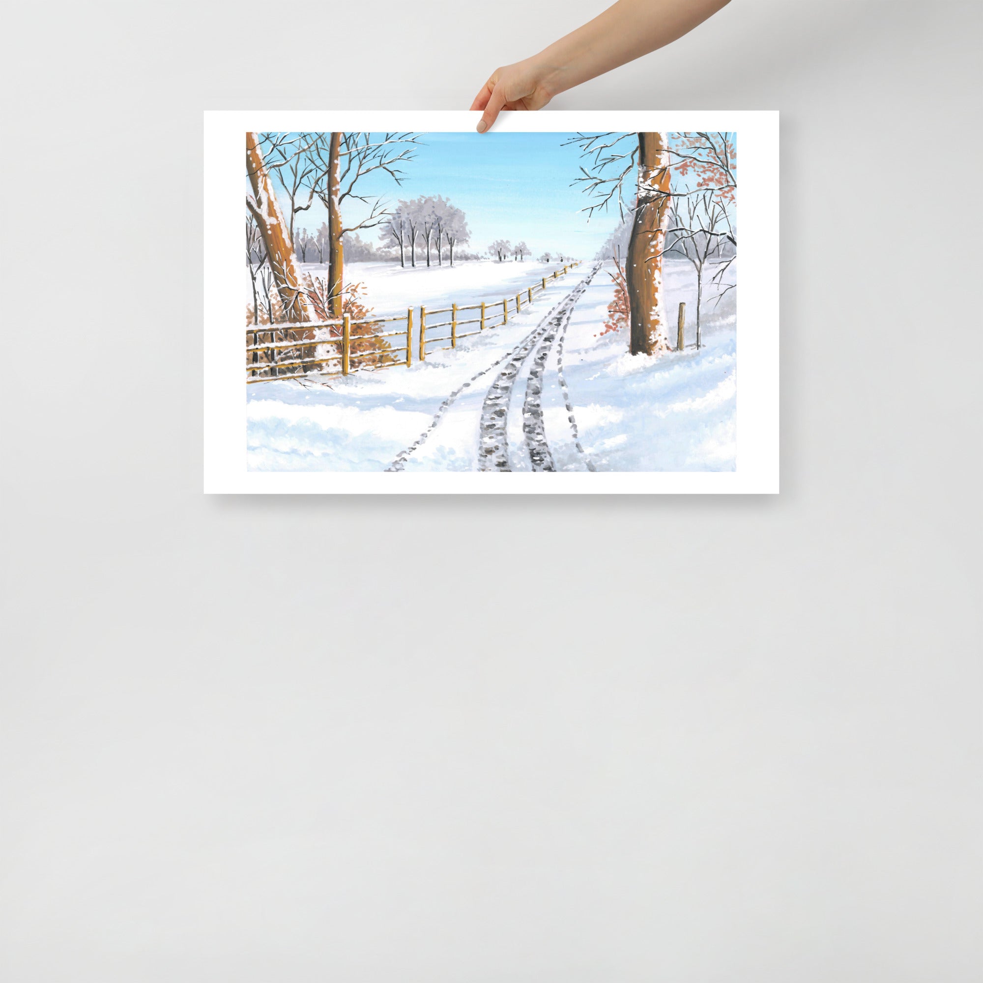 Snowy Winter Landscape Wall Art Print • Minimalist Winter Scene • Scandinavian Cozy Home Décor • Holiday Gift