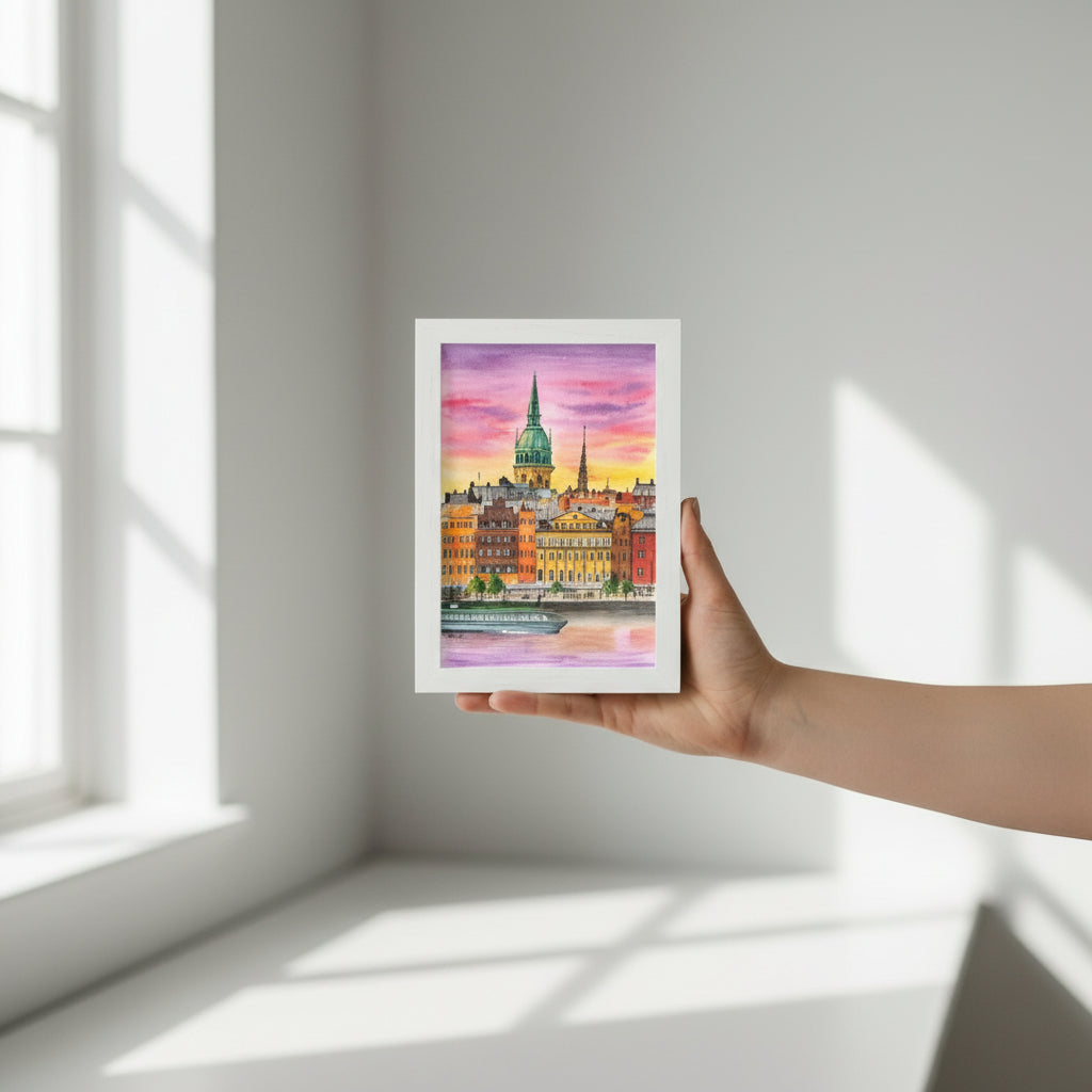 Stockholm Sweden Cityscape Wall Art Print – Scandinavian Nordic Architecture Decor • Modern Travel Poster • Acrylic-Style Urban Art • Europe Gift
