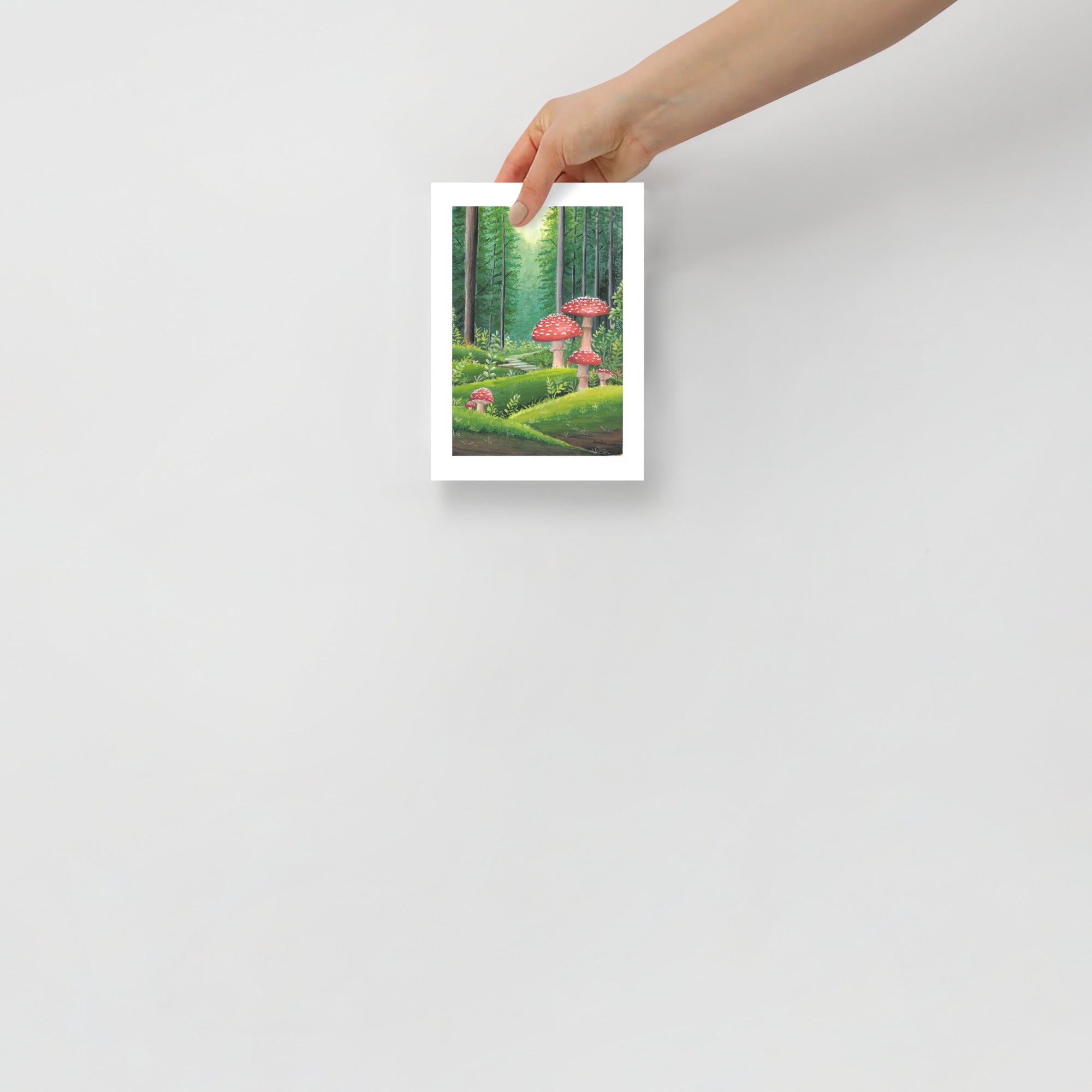 Red Mushroom Forest Wall Art Print – Cottagecore Fairycore Woodland Decor • Gouache Mushroom Illustration • Cozy Nature Wall Art • Fantasy Gift