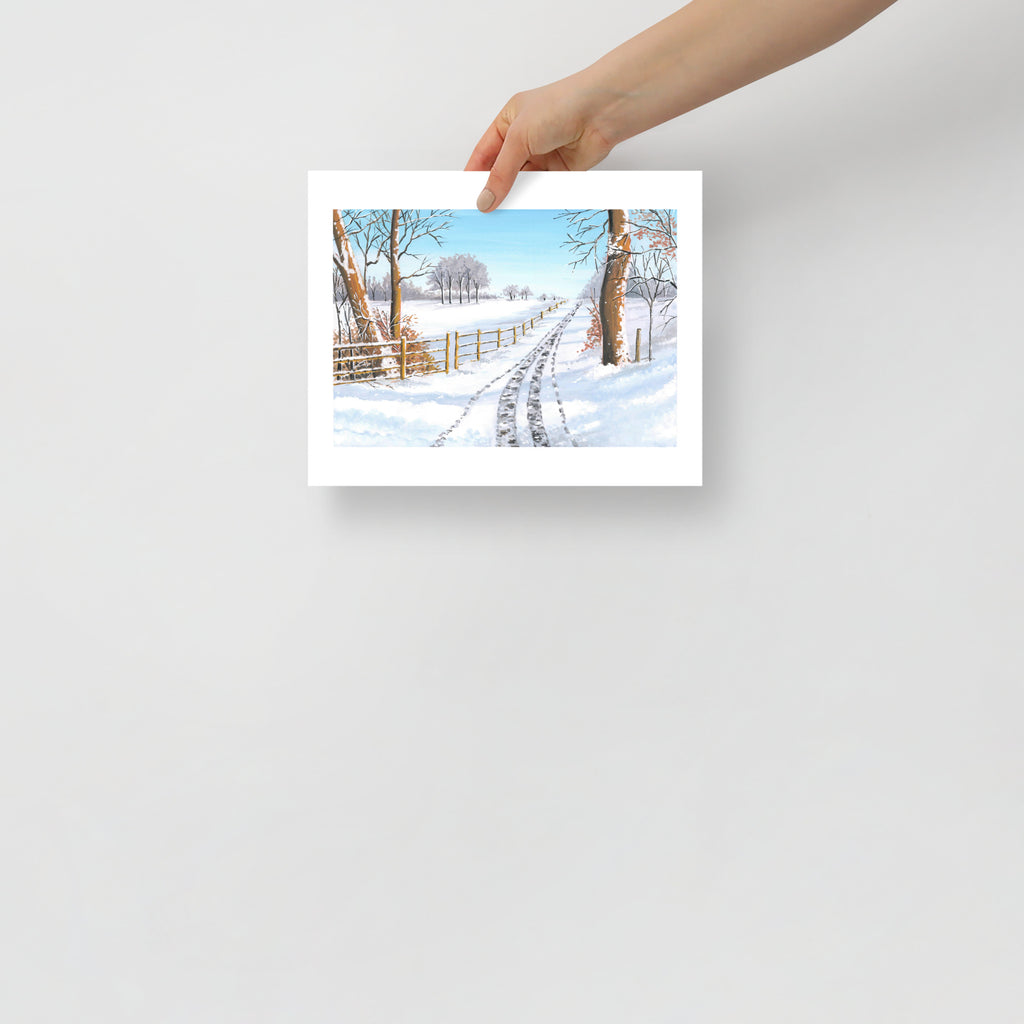 Snowy Winter Landscape Wall Art Print • Minimalist Winter Scene • Scandinavian Cozy Home Décor • Holiday Gift