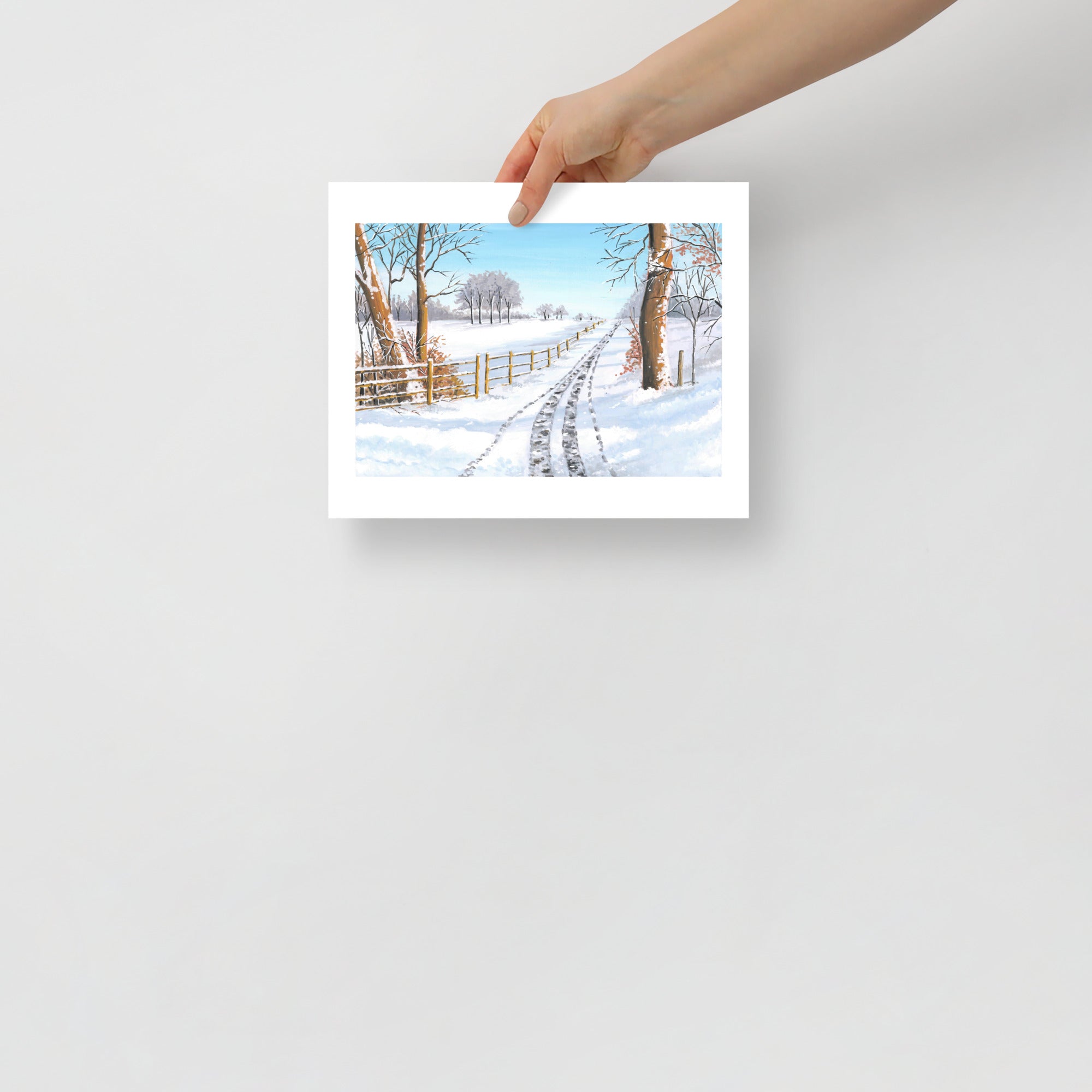 Snowy Winter Landscape Wall Art Print • Minimalist Winter Scene • Scandinavian Cozy Home Décor • Holiday Gift