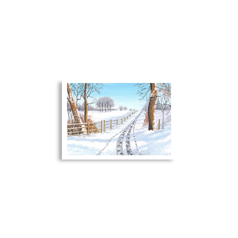 Snowy Winter Landscape Wall Art Print • Minimalist Winter Scene • Scandinavian Cozy Home Décor • Holiday Gift