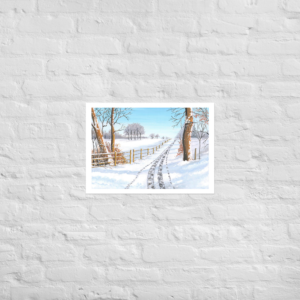 Snowy Winter Landscape Wall Art Print • Minimalist Winter Scene • Scandinavian Cozy Home Décor • Holiday Gift